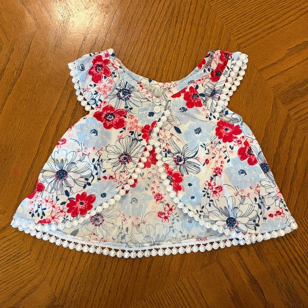 Nautica Floral Diaper Cover Set - Red and Blue